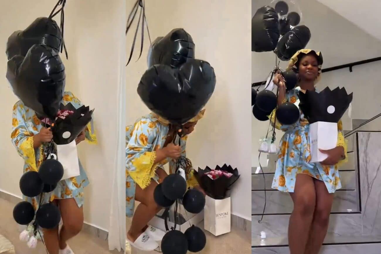 Priscilla Ojo welcomes Juma Jux home with food