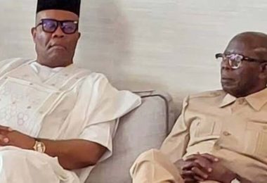 Senators Akpabio left and Oshiomhole