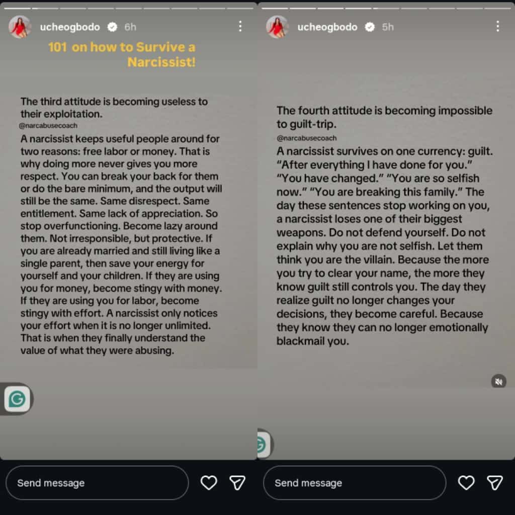 Uche Ogbodo shares tip on how to survive a narcissist