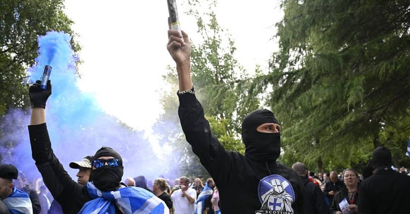 fifteen arrested after violence breaks out at anti migrant protest in glasgow