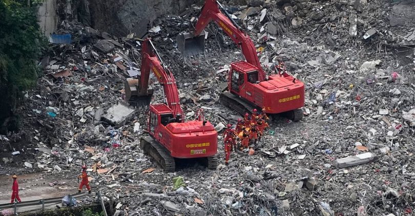 rescuers in china search rubble for survivors of landslide that killed eight