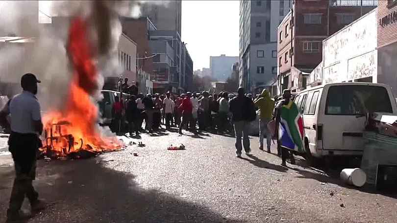 south africa fire protest