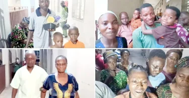 the rescued oriire pupils and teachers with their families at the ladoke akintola university teachin