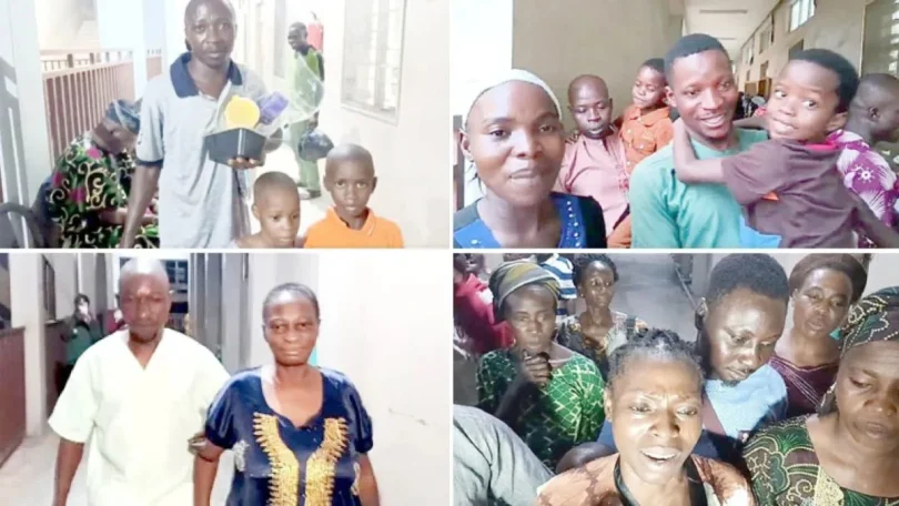 the rescued oriire pupils and teachers with their families at the ladoke akintola university teachin