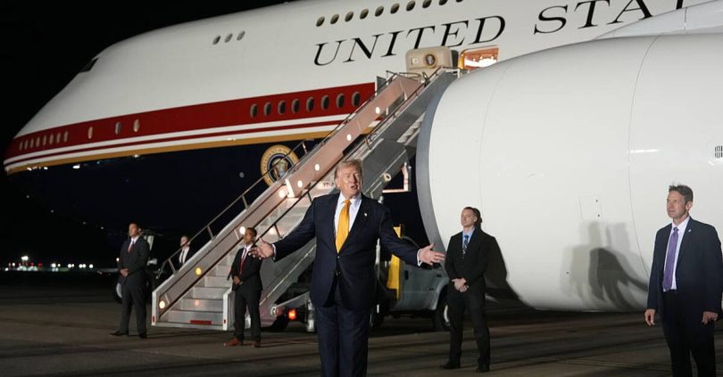 trump denies security fears behind change of plane in uk