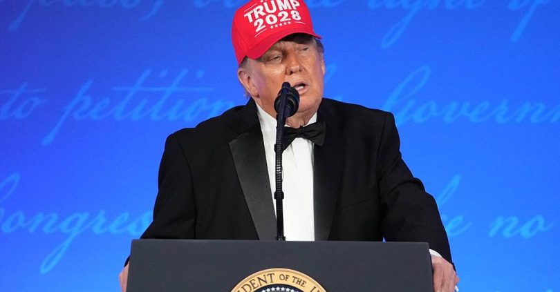 trump says media will be broke when he is gone amid dinner jokes and jibes